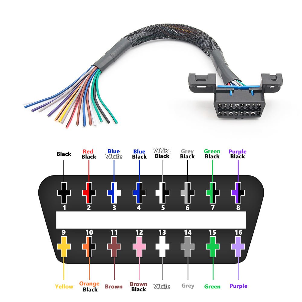 Universal Car Obd 2 16PIN female connector to public plug OBD2 extension cable
