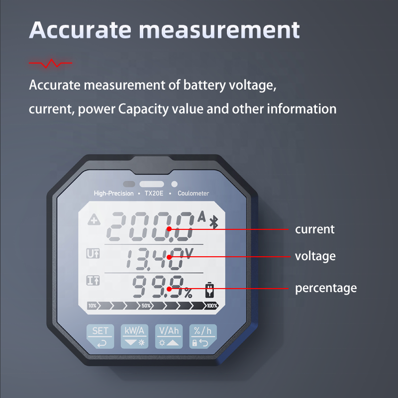 TX20 8-120V350A LCD Electrical Instruments Bluetooth Battery Monitor Charge Discharge Battery Level Capacity Indicator Tester