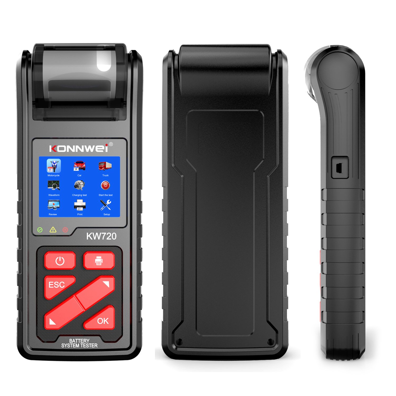 Factory Direct KONNWEI KW720 12V 24V battery voltage tester 10-2000 CCA car battery capacity tester with printer support OEM ODM