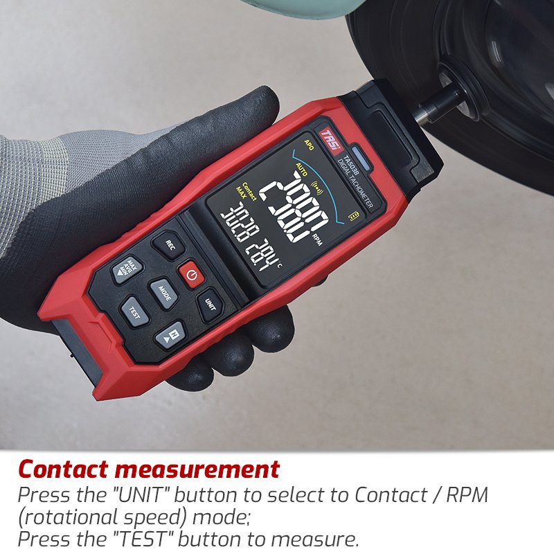 TASI TA503B Contact Digital Tachometer With Memory Portable RPM Tester Motor Speed Gauge Meter