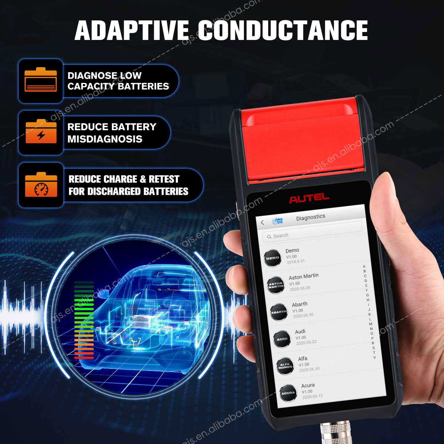 Autel Maxibas BT608 Car Diagnostic Tools Battery & Electrical System Analyzer Auto Diagnostic OBD2 Scanner Vehicle Tools