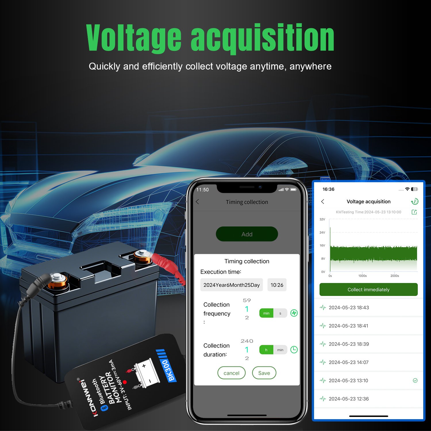 Car Battery Tester KONNWEI BK300 BM2 Battery monitor