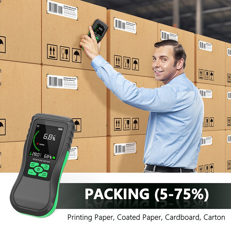 Color LCD Display Pinless Drywall Moisture Detector for Lumber Concrete Building Digital Moisture Tester for Firewood Wall