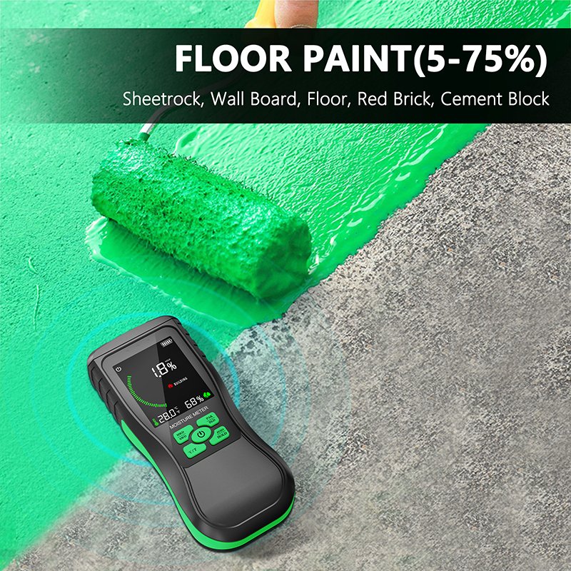 Color LCD Display Pinless Drywall Moisture Detector for Lumber Concrete Building Digital Moisture Tester for Firewood Wall