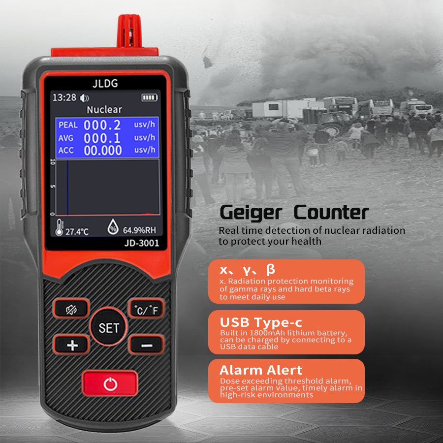 NewJD-3001 Geiger counter testers has strong battery life built-in 3.7v battery radiation detector