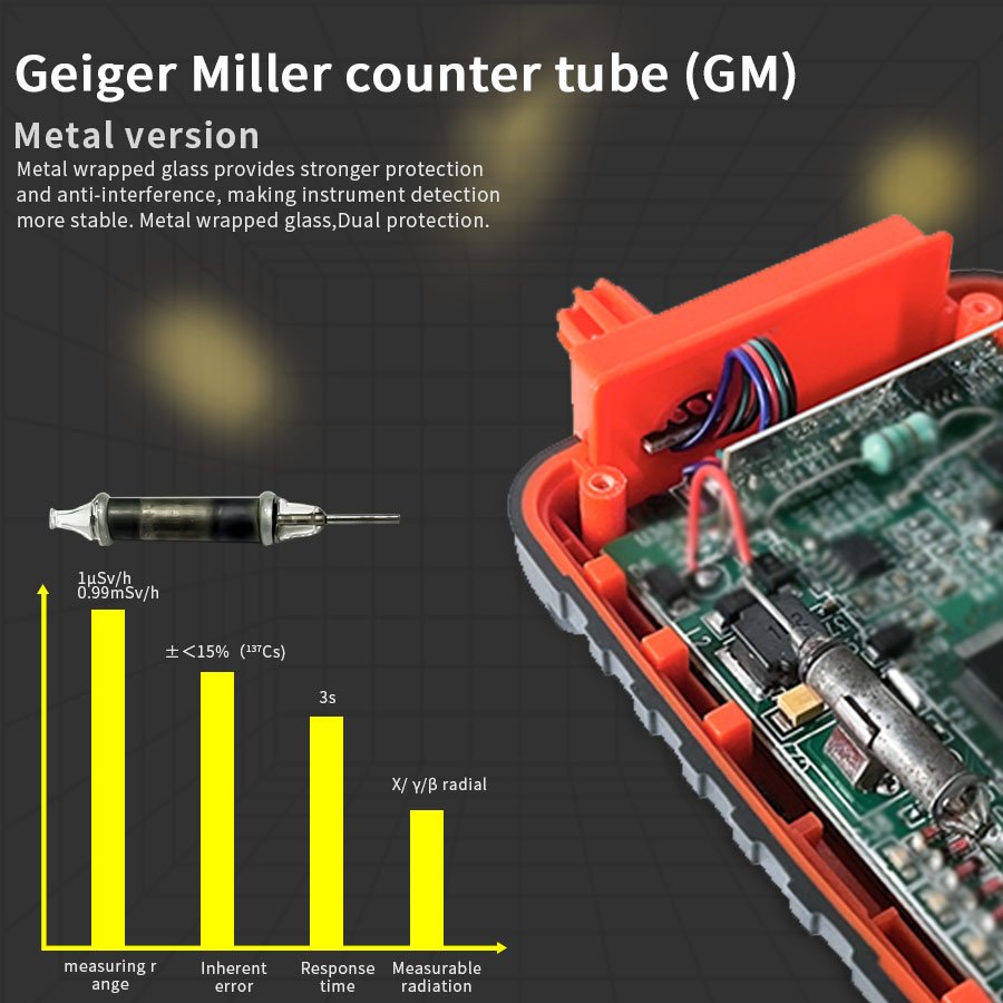 NewJD-3001 Geiger counter testers has strong battery life built-in 3.7v battery radiation detector