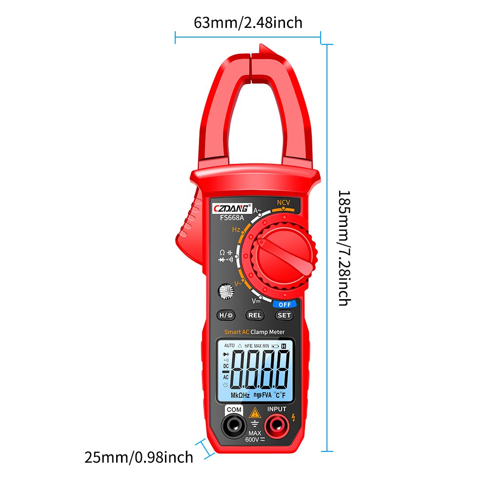 Measurable DCV ACV ACA Ohm Capacitance Hz Diodes Continuity 3999 Digits Digital Clamp Meter Multimeter with NCV Detection
