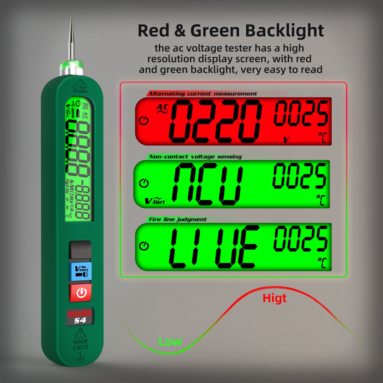 BSIDE S4 Multimeters Digital Tester Smart Pen-Type LCD Voltage Detector Monitor AC DC Ohm NCV Hz Continuity Meter 4000 Counts
