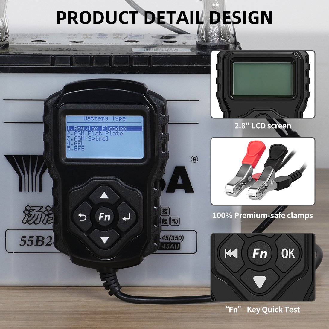 12V 24V Automotive Battery Load Tester 100-2000 CCA Car Battery Analyzer Auto Cranking and Charging System