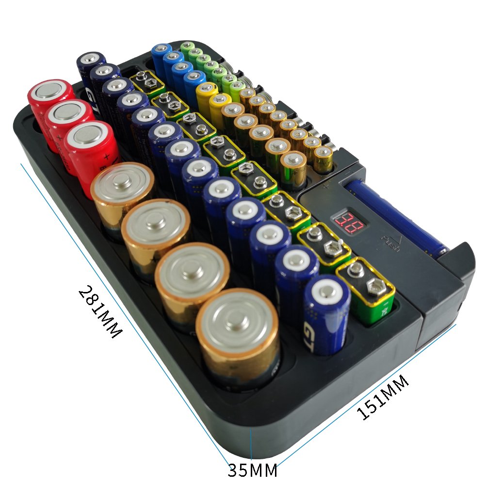 The Battery Organizer Storage Case includes a Removable Battery Tester