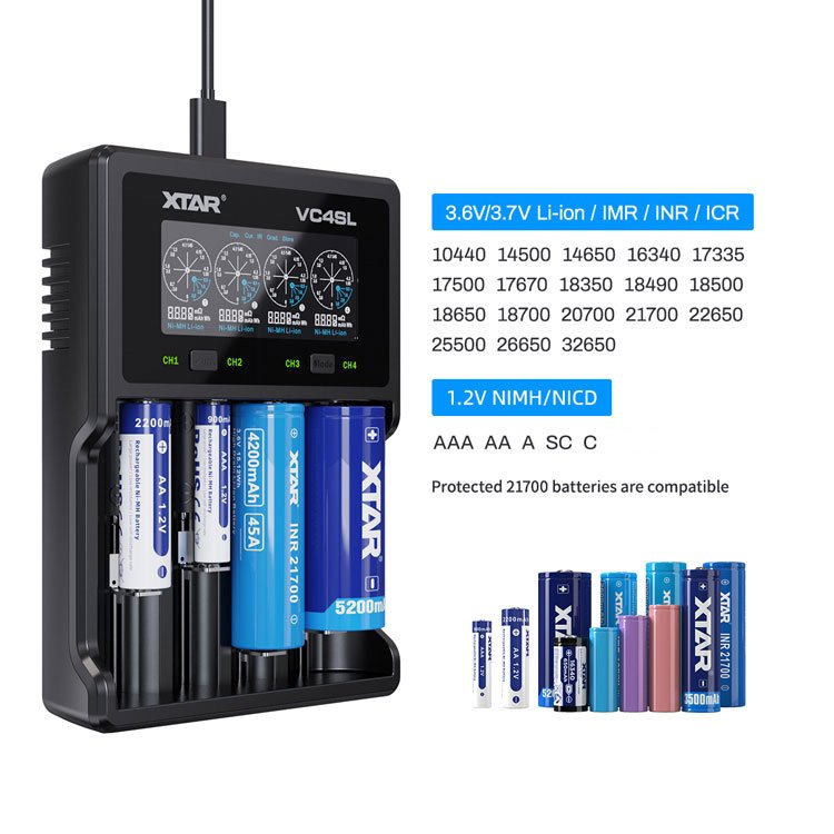 VC4SL intelligent 16340 18650 26650 battery capacity tester and storage function charger, 18650 capacity tester with charger