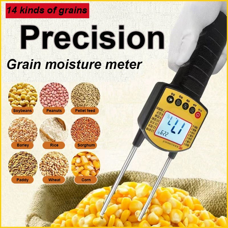 Portable Digital Moisture Meter LCD Laboratory Industrial Use Hygrometer Tester Grains Corn Wheat Rice Peanut Moisture Content