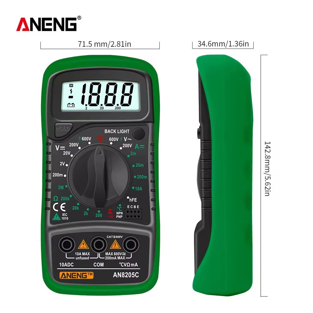 AN8205C AC/DC ammeter Ohm Tester LCD backlight portable digital multimeter