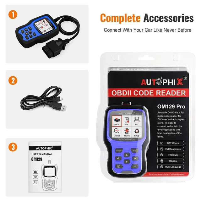 AUTOPHIX OM129 Pro 2 IN 1 OBD2 Automotive Scanner Code Reader 6/12V Car Battery Tester Car Diagnostic Tools Battery Load Tester