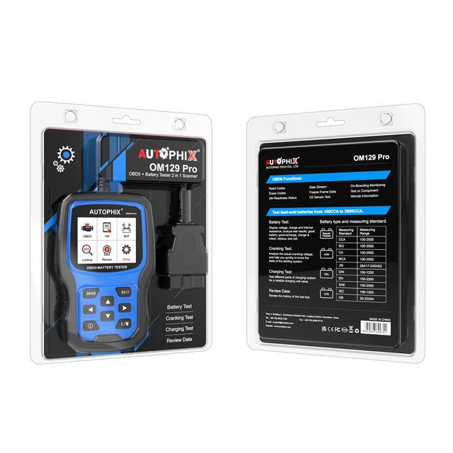 AUTOPHIX OM129 Pro 2 IN 1 OBD2 Automotive Scanner Code Reader 6/12V Car Battery Tester Car Diagnostic Tools Battery Load Tester