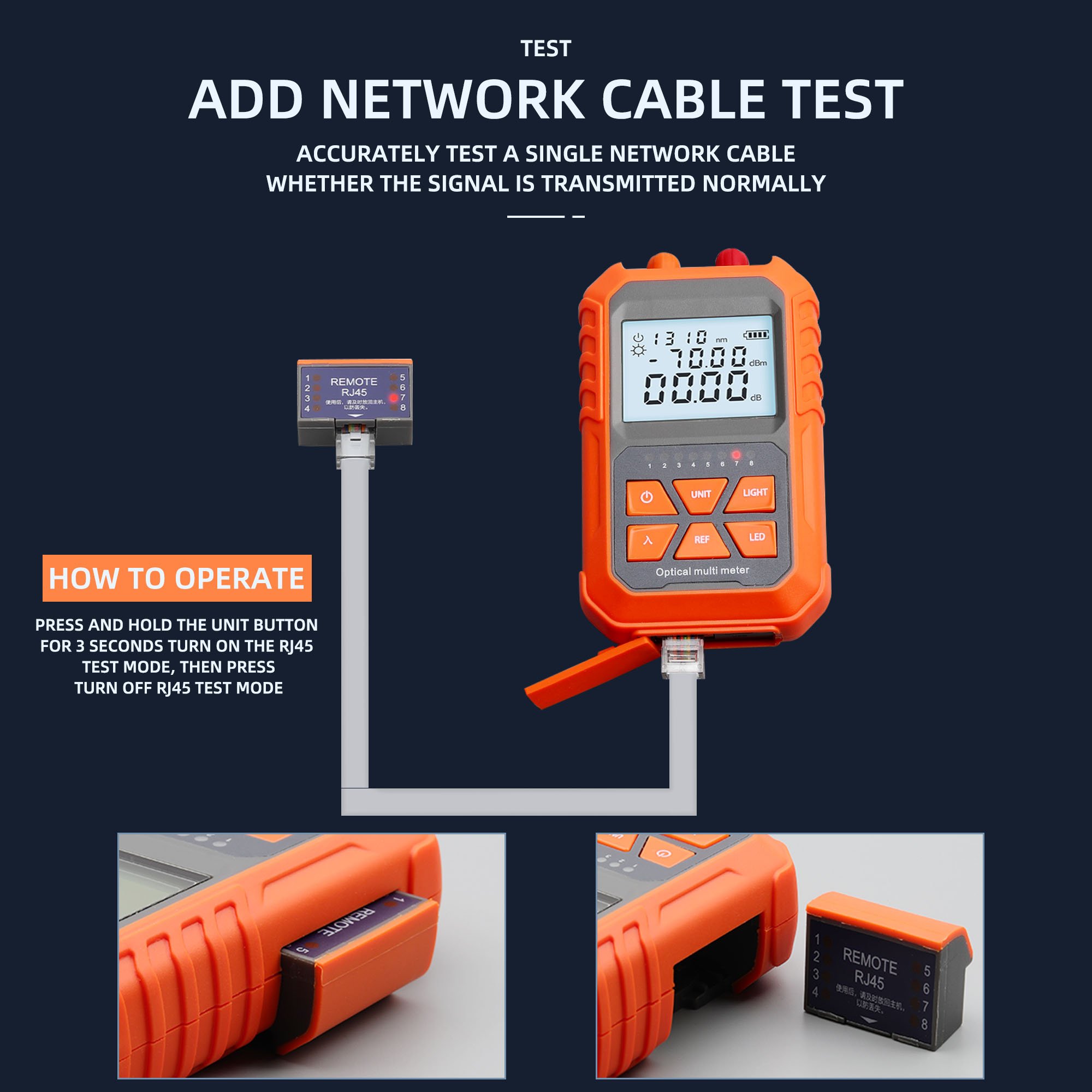 4 IN 1 Charging RJ45 Network Cable Tester 5mW Optical Power Meter Visual Fault Locator all-in-one machine Fiber Optic Multimeter