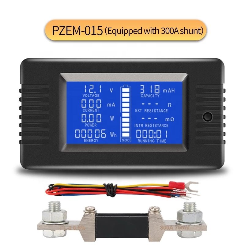 PZEM-015 Battery Tester Digital Voltmeter Ammeter Power Energy Voltage Current Test Meter Detector with 10A-300A Shunt