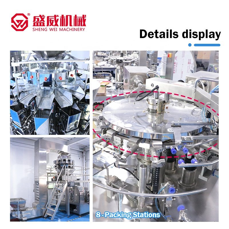 fully automatic candy packaging premade zipper bag granule food nuts package and filling machine doypack packing machine