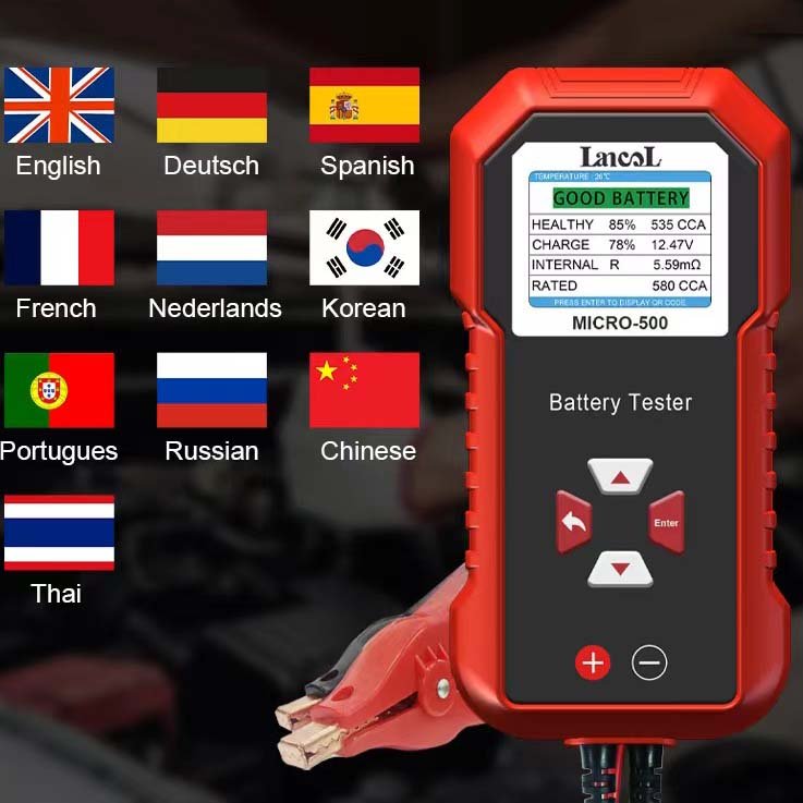 Lithium Lead Acid Battery Tester 12V 24V CCA 3Ah-360Ah Battery System Detect Auto Battery Analyze