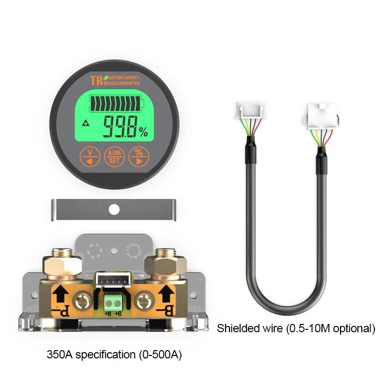 TR16 50A 100A 350A Battery Capacity Tester DC 8-100V Battery Tester Digital Waterproof Ammeter Voltmeter with Memory Function