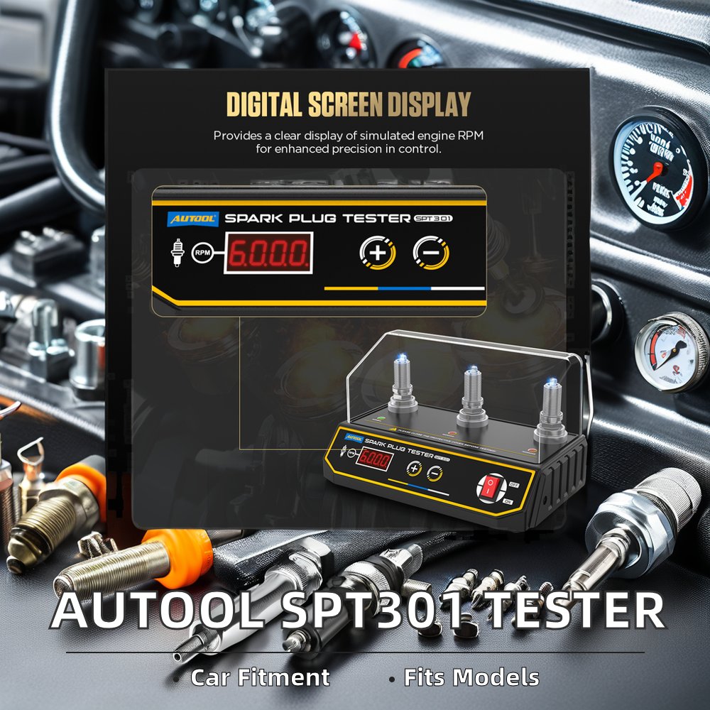 AUTOOL SPT301 Digital Small Engine Ignition Spark Plug Tester Checker Tool Adjustable Automotive Use Autozone Tool Battery Power