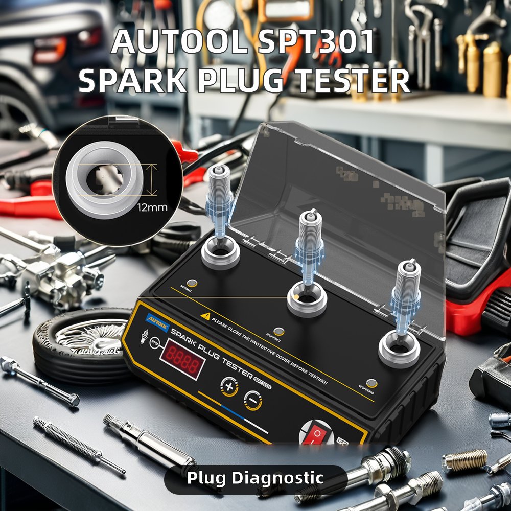 AUTOOL SPT301 Digital Small Engine Ignition Spark Plug Tester Checker Tool Adjustable Automotive Use Autozone Tool Battery Power