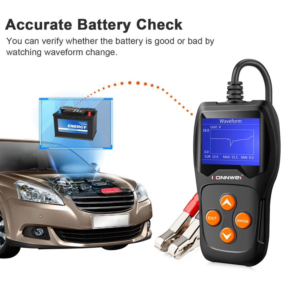 Factory Direct Auto digital Car Lead acid Vrla CCA Battery capacity tester Konnwei KW600 battery tester with a printer