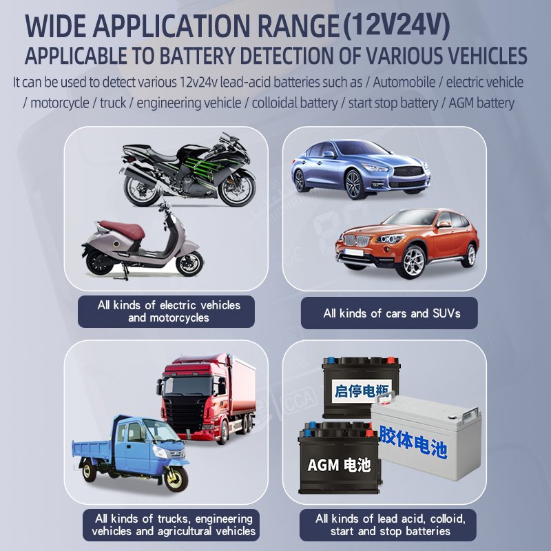 Accept customization TK-100 Fully Automatic Intelligent Battery Tester 12V24V Car Battery Tester Lead Acid Battery analyzer