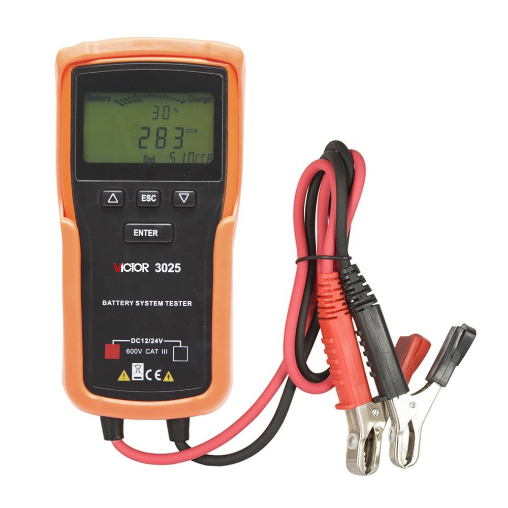 VICTOR 3025 digital smart auto 12V 24V lead acid batteries tester voltage 9-35V battery range 30AH-200AH test CCA lifetime
