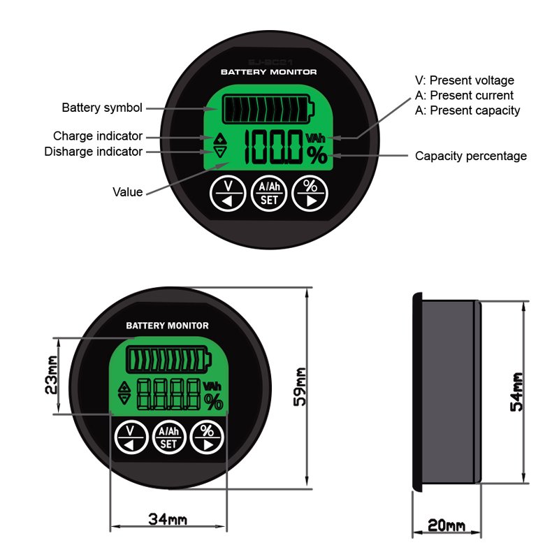 High Precision EJ-BM21 500A shunt Coulometer SMART Battery Monitor