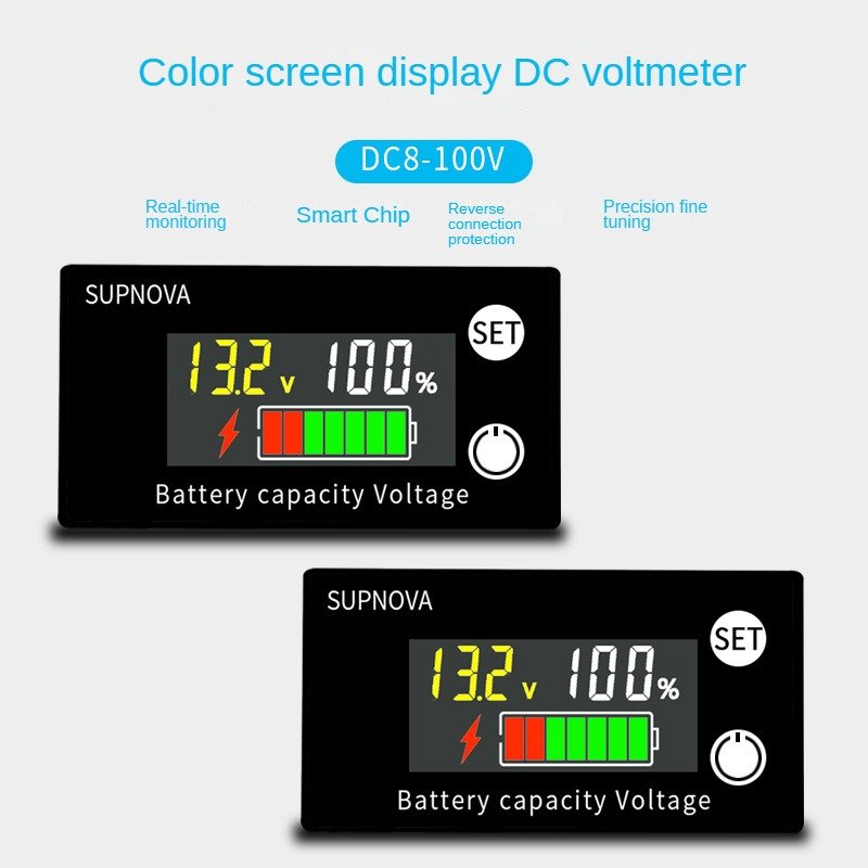 DC8V-100V Waterproof alarm Battery Tester LED Digital Voltmeter battery level indicator Battery Indicator Monitor