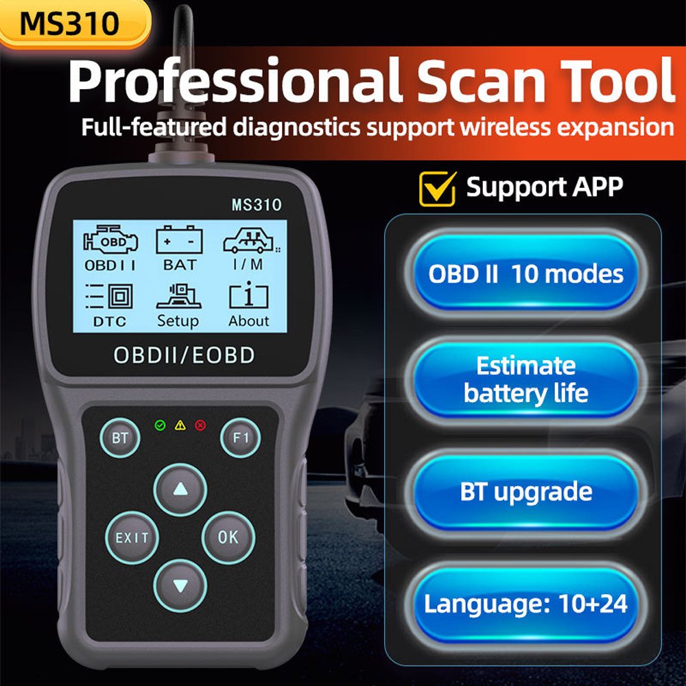 MS310 OBD2 Diagnostic Tool Engine Diagnosis Battery Tester Full System Scanner for OBD 2 Protocol Cars