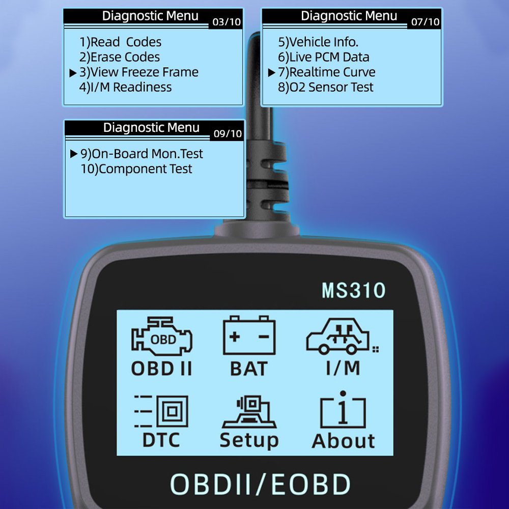 MS310 OBD2 Diagnostic Tool Engine Diagnosis Battery Tester Full System Scanner for OBD 2 Protocol Cars