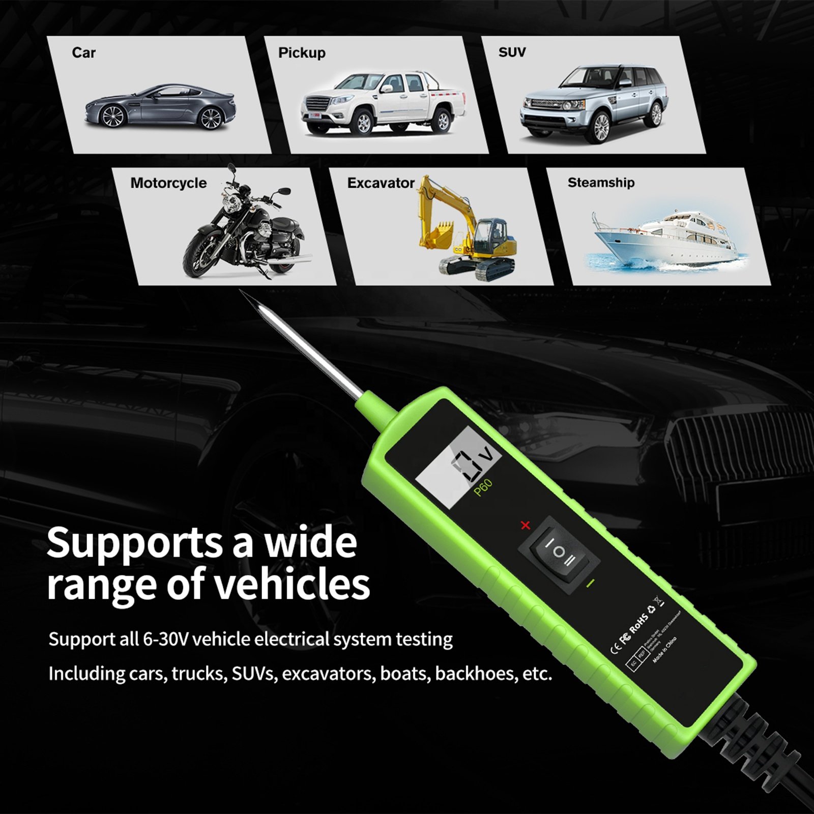 TopDiag P60 6-30V automotive power circuit diagnosis circuit tester Automotive Multi-function Test Pen