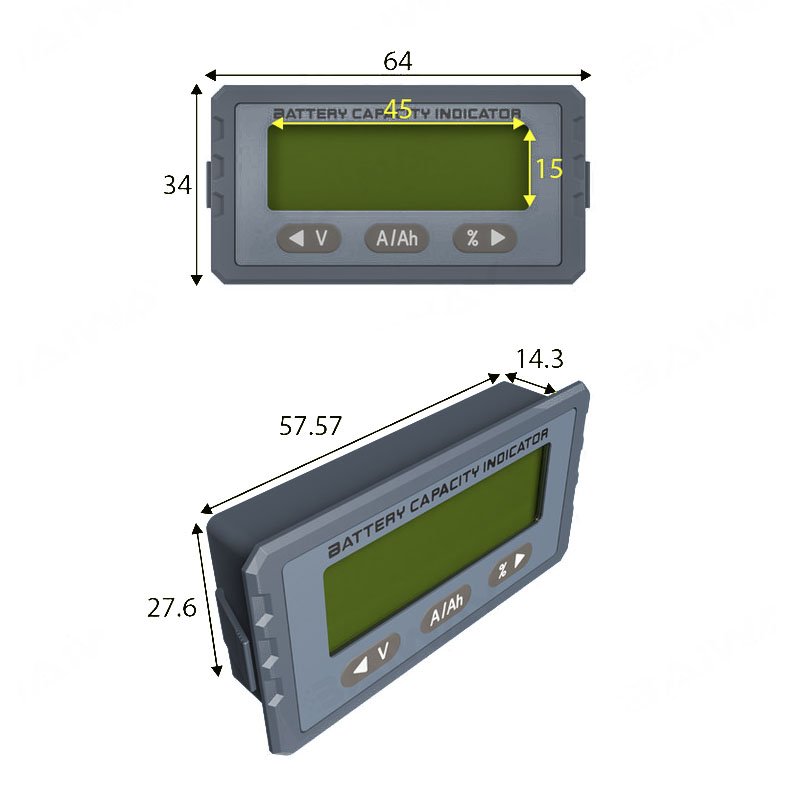 YXW TY23 Battery Capacity indicator 8-120V 50A 100A battery monitor for lead-acid and lithium batteries