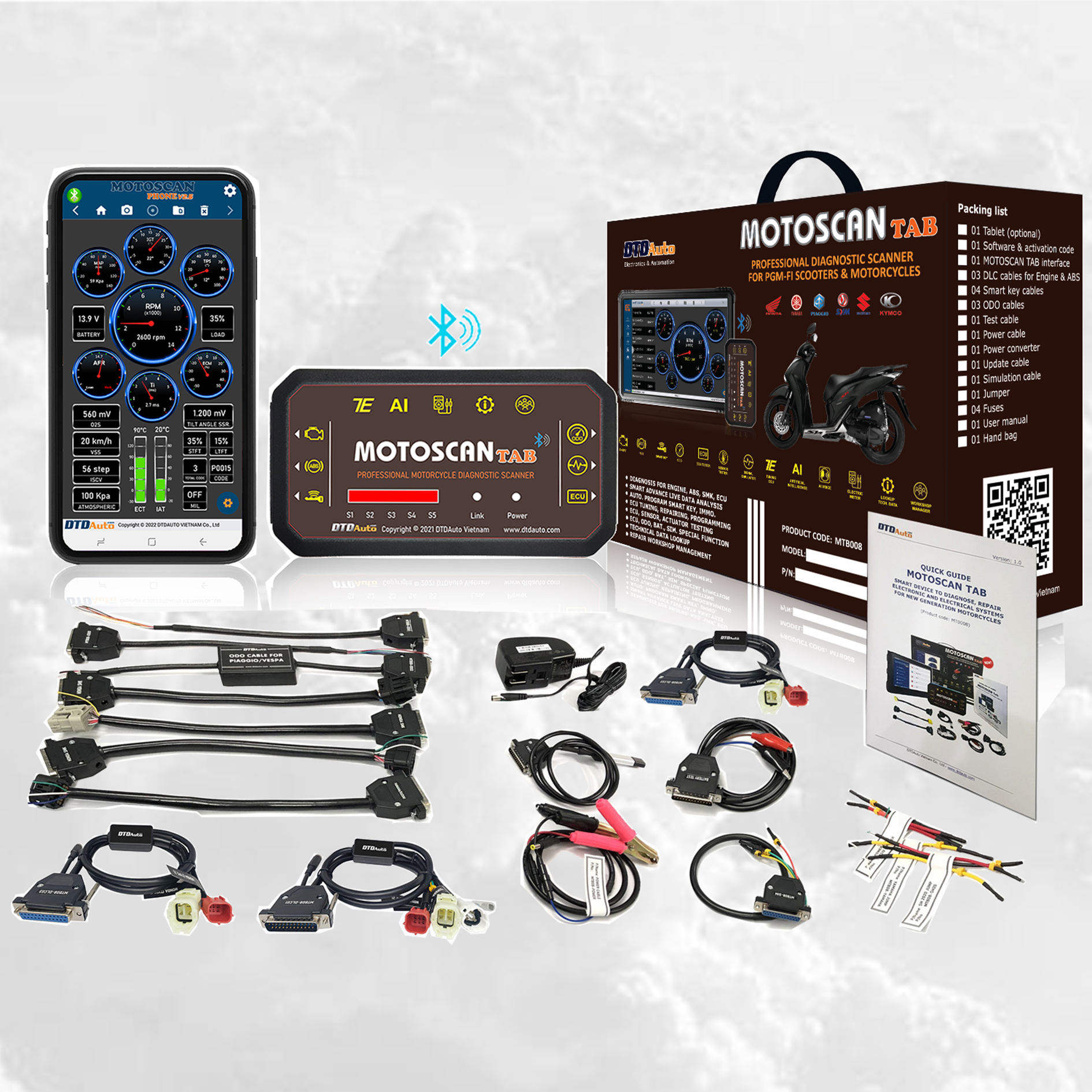 DTDAUTO MOTOSCAN PHONE - Vehicles Tools Scanner for Motorcycles Advanced diagnostics without show OBD fault codes