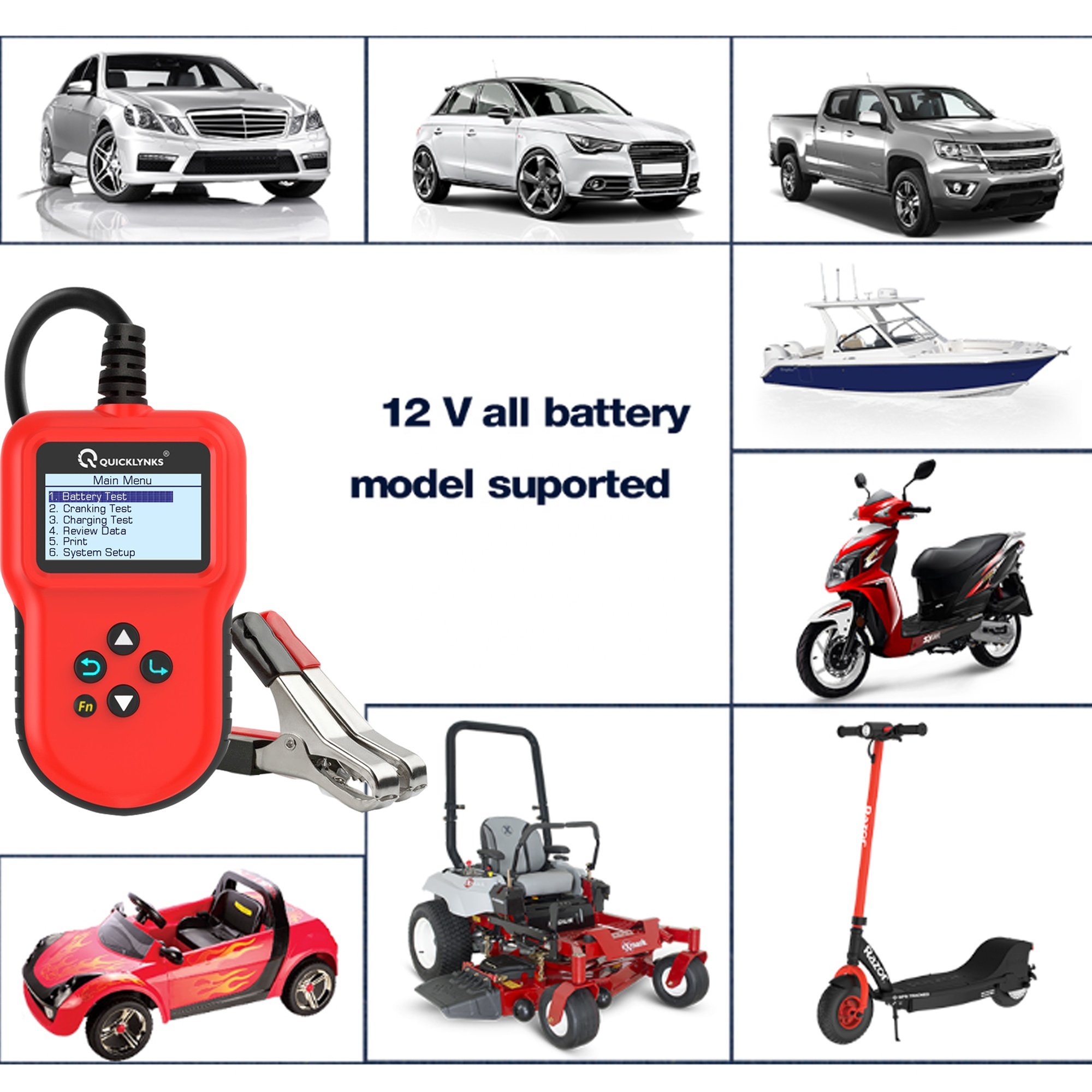12v battery tester Lead-lithium Acid battery LiFePO4 battery High-precision Automatic Temperature Compensation One-key Test