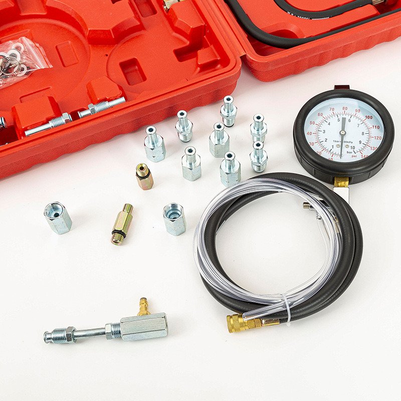 0-140psi Automobile Gasoline Pressure Gauge Car Fuel Injection Gauge Pressure Tester Test Kit Auto System Pump Tool Set