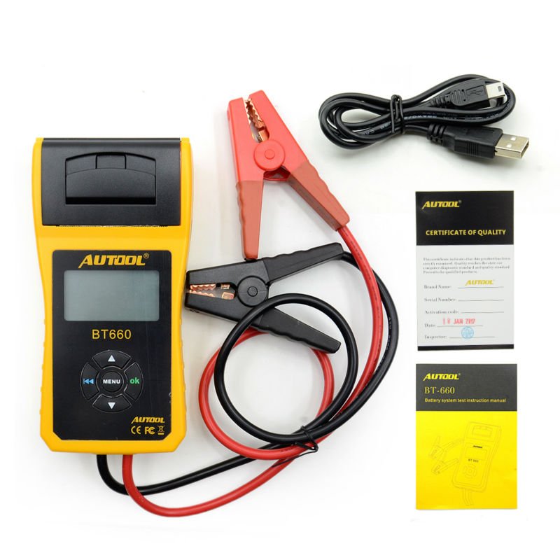 AUTOOL BT660 Battery Tester Built-in Thermal Printer BT-660 Battery Tester Almost for all Auto Diagnostic Tool