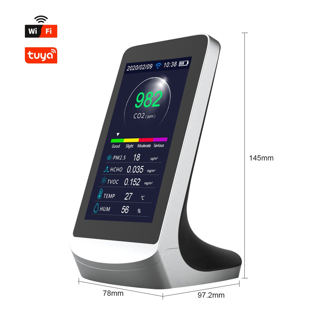 CO2 measure device PM2.5 tester CO2 sensor analyzer with wifi link indoor air quality monitor HCHO TVOC Formaldehyde gas tester