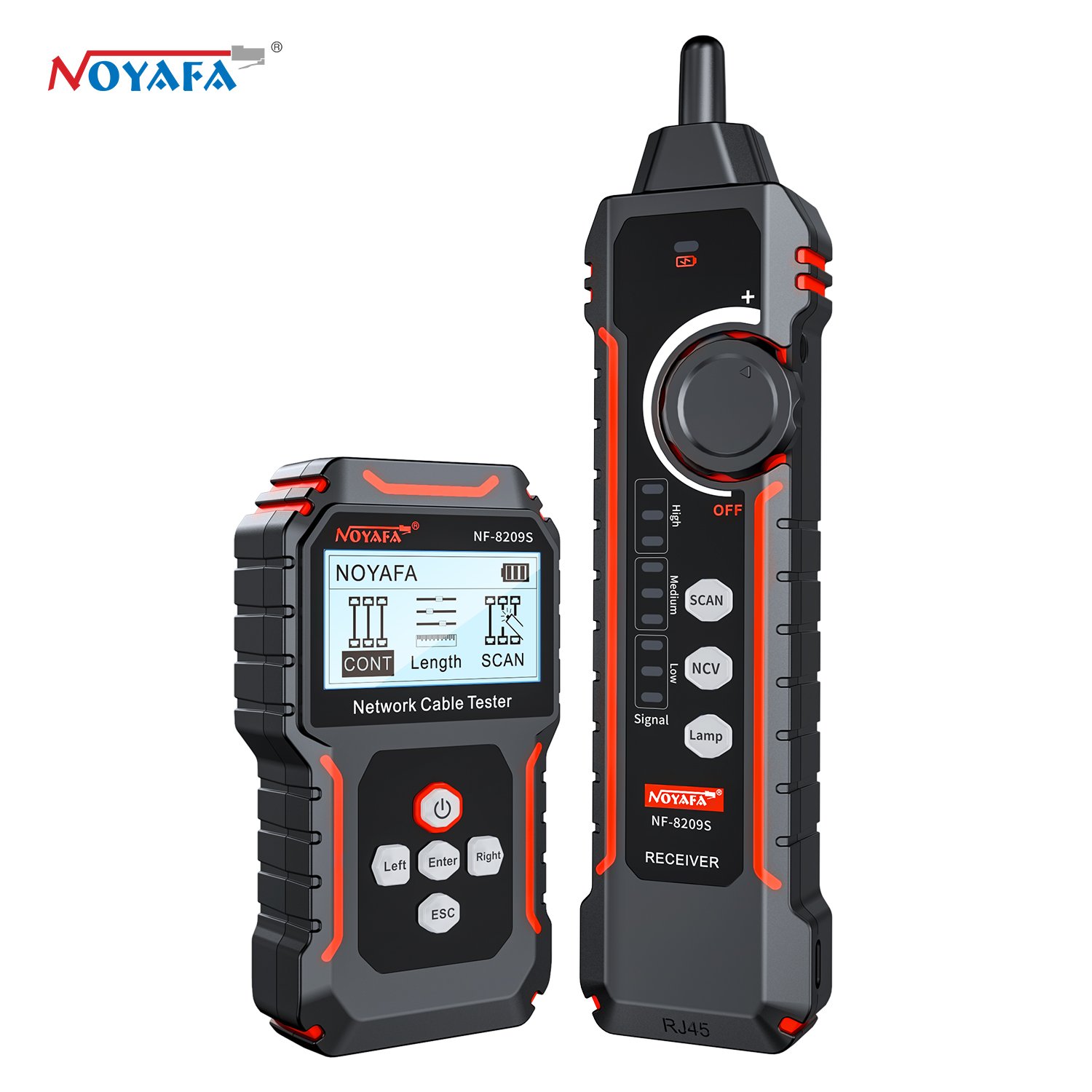 Noyafa NF-8209S New test 2.5-500m line crimped crystal head function type-C charging NCV dual mode spotlight RJ45 RJ11