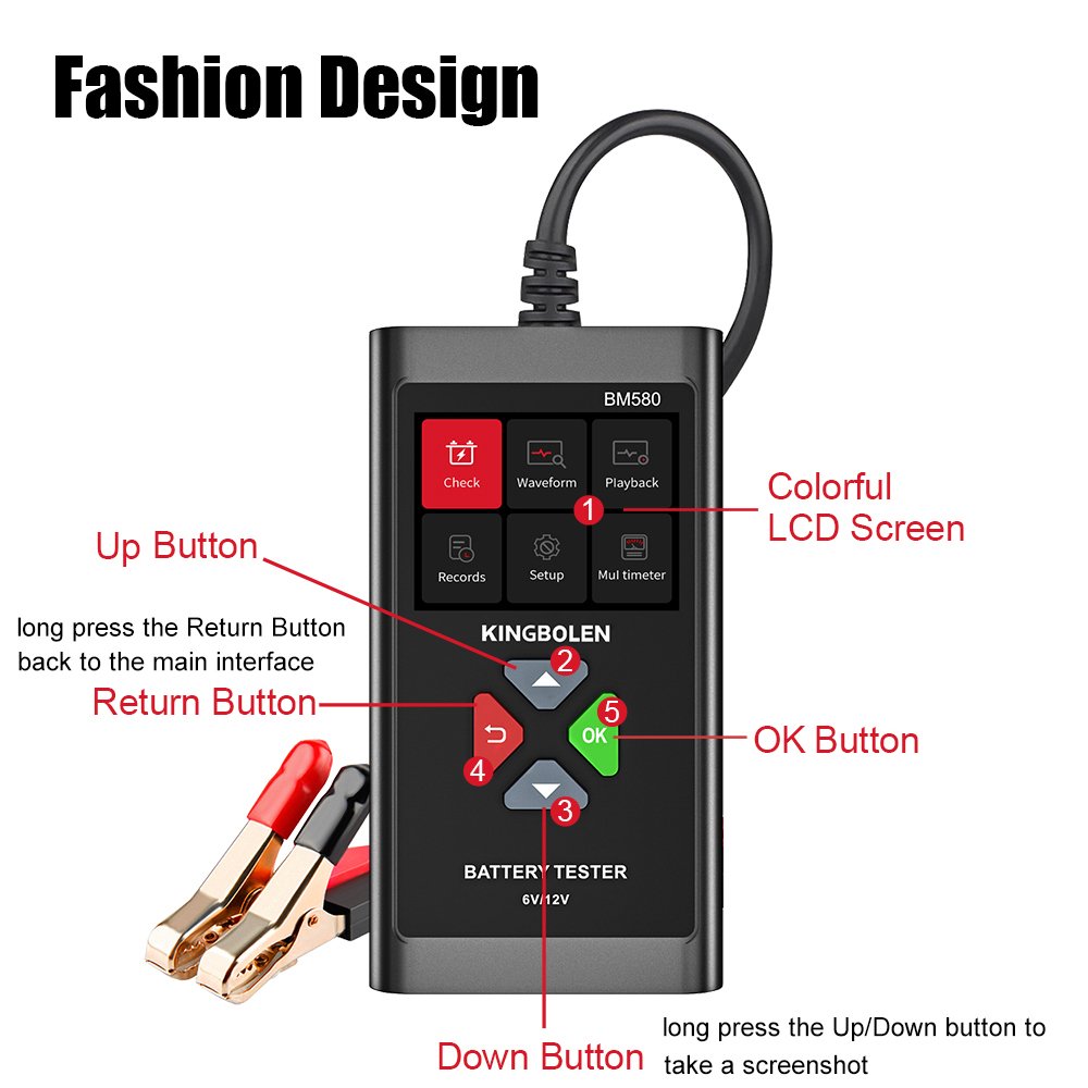 Car Battery Tester Charging Cranking Diagnostic Tools CCA circut Analyzer