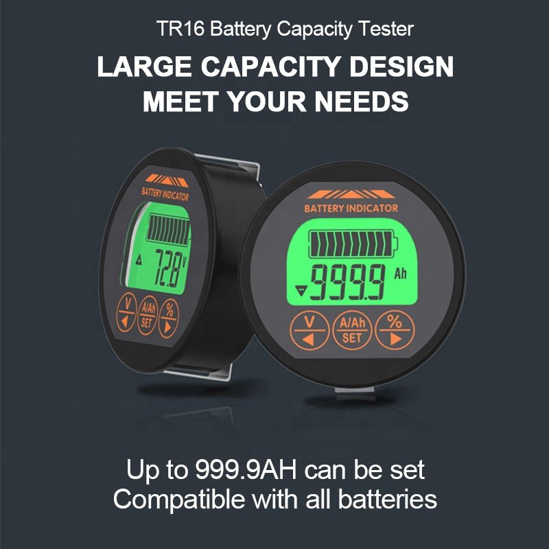 TR16 DC 8-100V Battery Tester 50A 100A 350A Battery Capacity Tester Digital Waterproof Ammeter Voltmeter with Memory Function