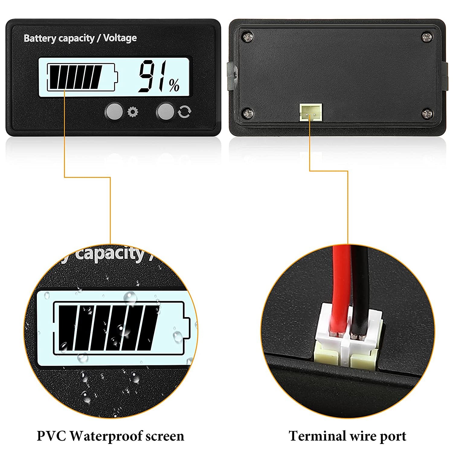 DC 8V 12V 24V 36V 48V 72V Battery Meter Battery Capacity Voltage Monitor Gauge Indicator Lead-Acid Lithium ion Battery Teste