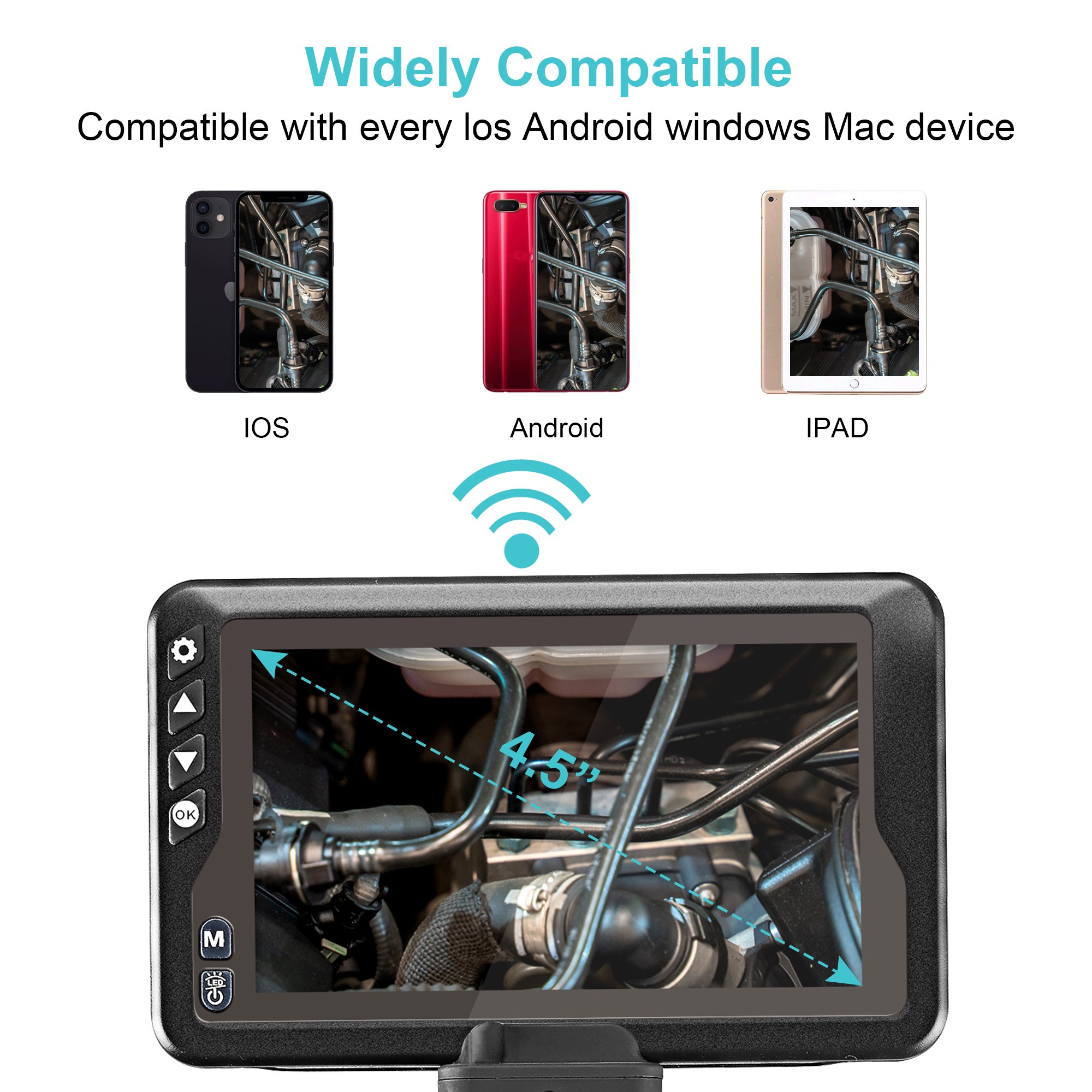 Ralcam 5.5Mm With 4.3 Inch Ips Screen Flexible Endoscope Inspection Camera Endoscope Industrial Borescope
