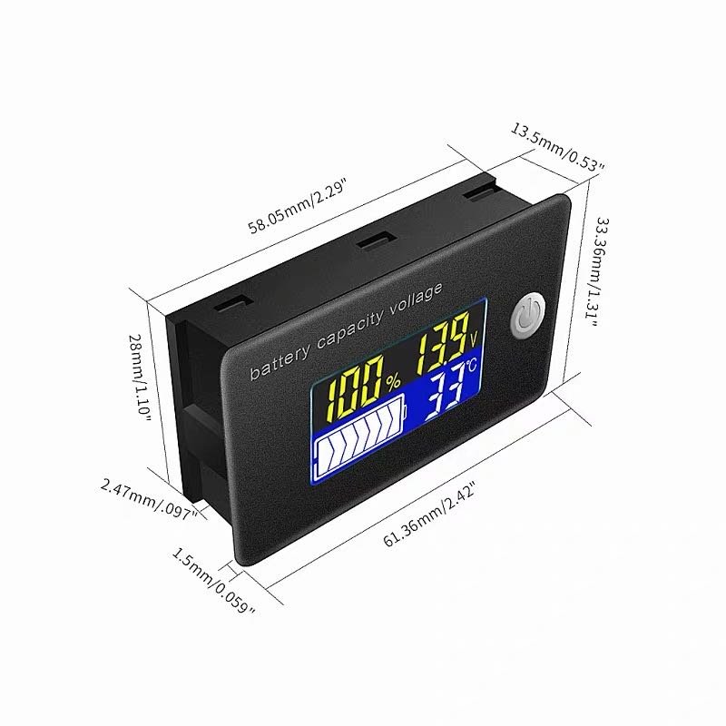 12V24V36V48V60V72V power display LCD voltmeter temperature meter 4 in 1 JSC35