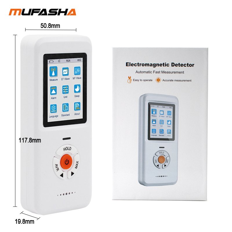 MUFASHA EM101 Portable Electromagnetic Radiation Detector Digital Handheld Rechargeable Electric Field and Magnetic Field Tester