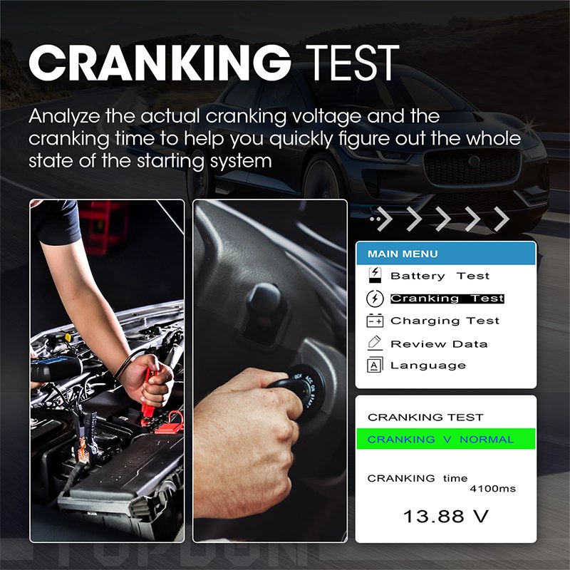 TOPDON BT200 100-2000 CCA 12 Volt Intelligent 12V 024V Battery Tester 'Analizer' Analyzer Portable Battery Tester For Car