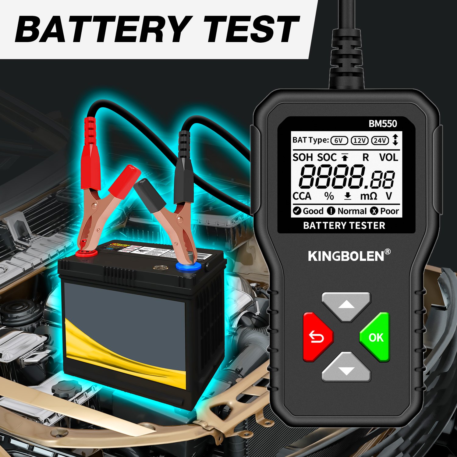 New Product Ideas 2024 KINGBOLEN BM550 6V 12V 24V 100-2000 CCA Car Battery Tester Auto Battery Analyzer Car Battery Tool