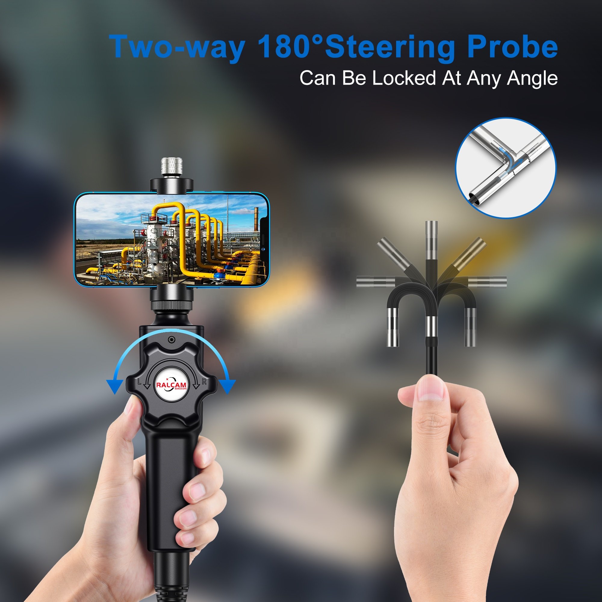 F408A Inspection Camera For Pipes 360 Degres, Portable Endoscope Camera With Android and IOS Dual Systems, Borescope Industrial
